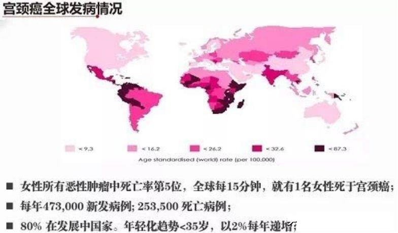 宫颈癌全球发病情况