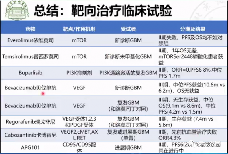 胶质母细胞瘤靶向治疗临床试验