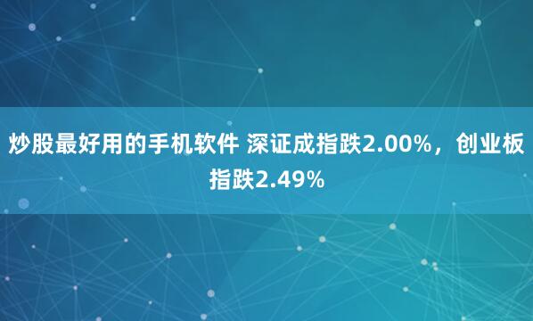 炒股最好用的手机软件 深证成指跌2.00%，创业板指跌2.49%